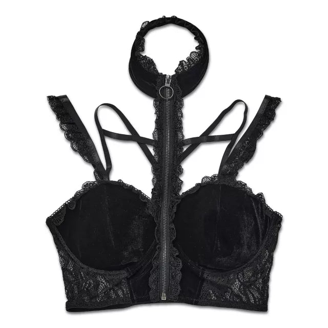 LACE CORSET CHOKER STKNGS BLK
