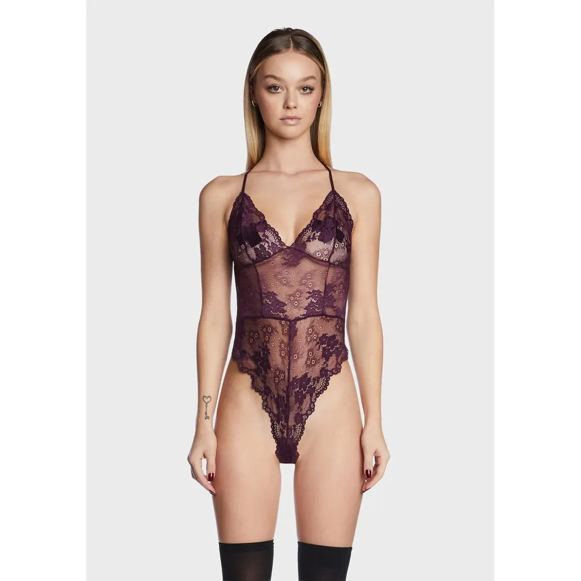 CRISS CROSS LACE TEDDY PRPL