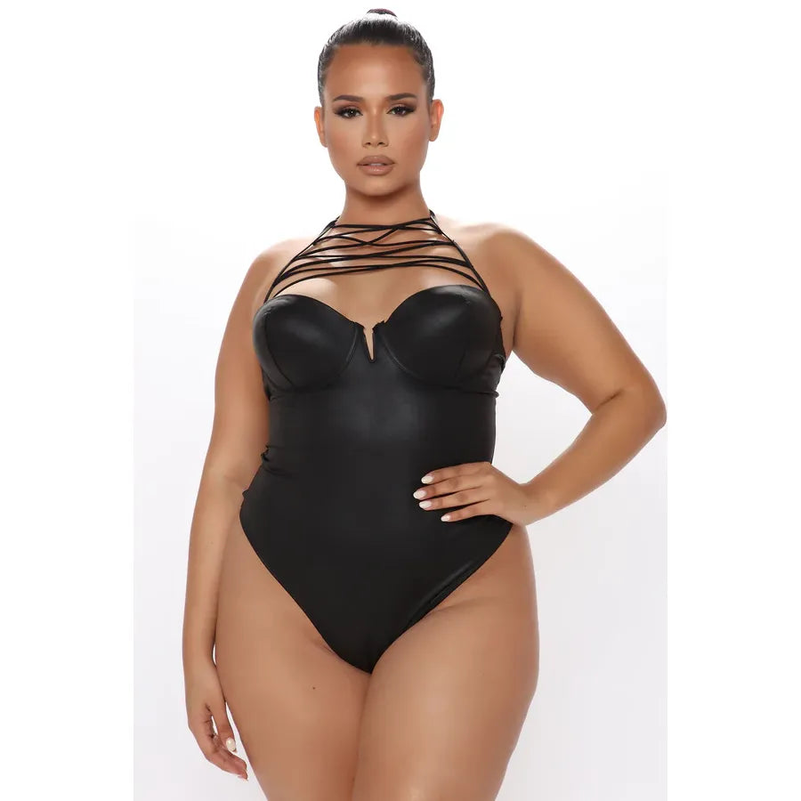 STRAPPY TEDDY BLACK O/S