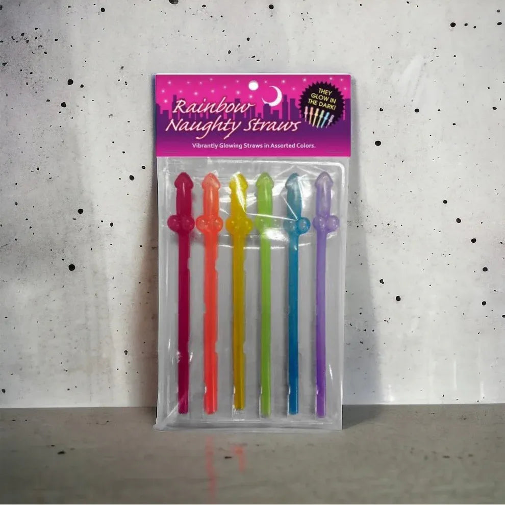 GLOW RAINBOW NAUGHTY STRAWS