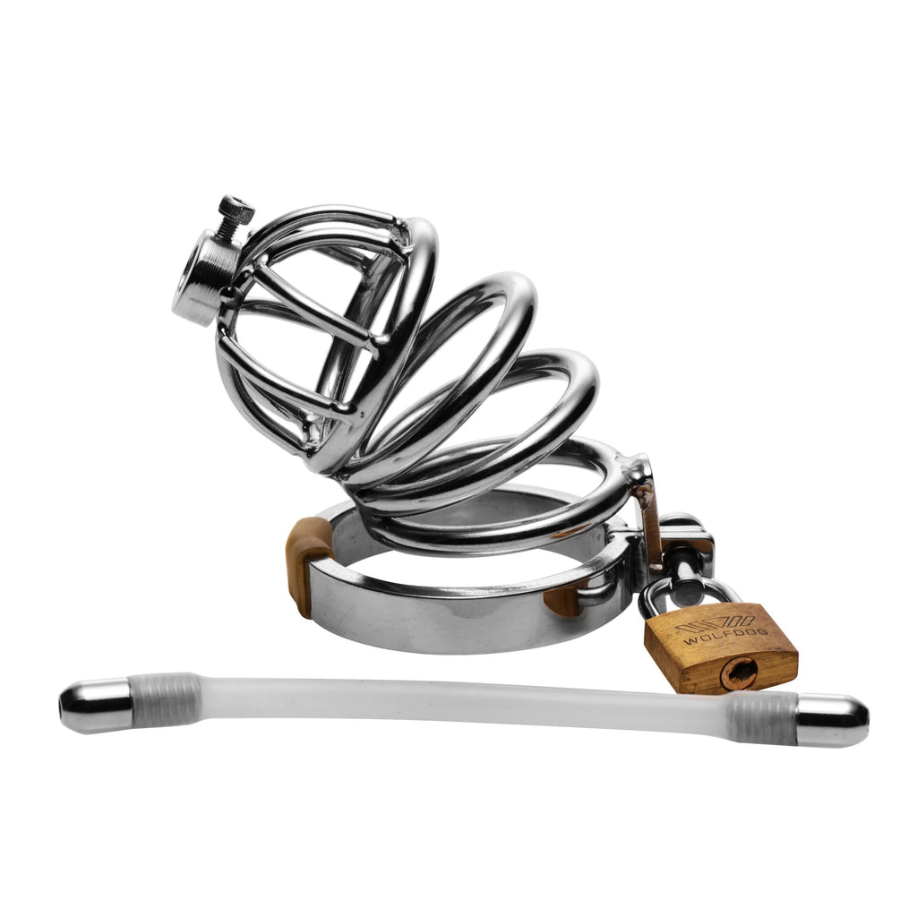 CHASTITY CAGE W/URETHRAL PLUG 2in BA