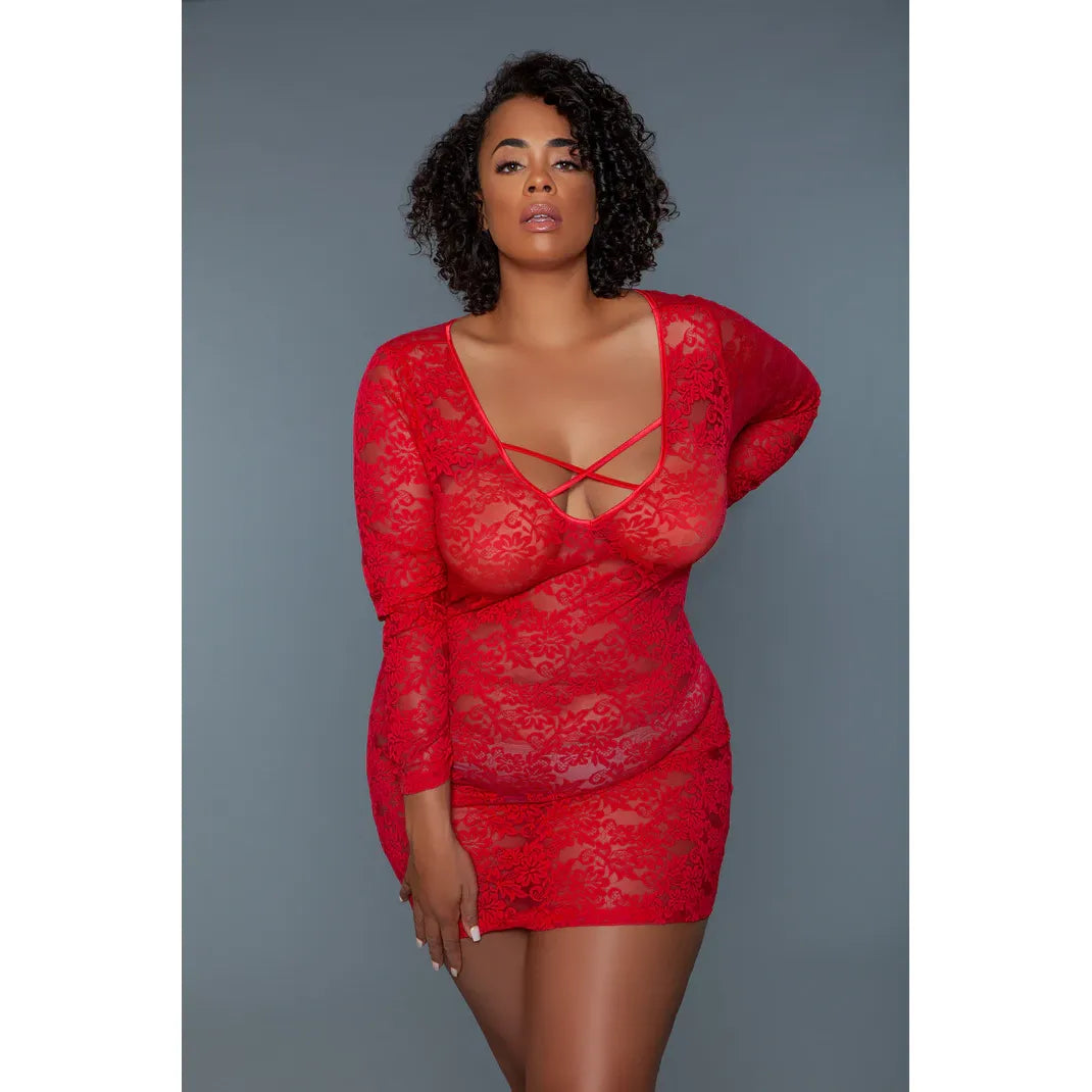 LYNN CHEMISE 3X RED
