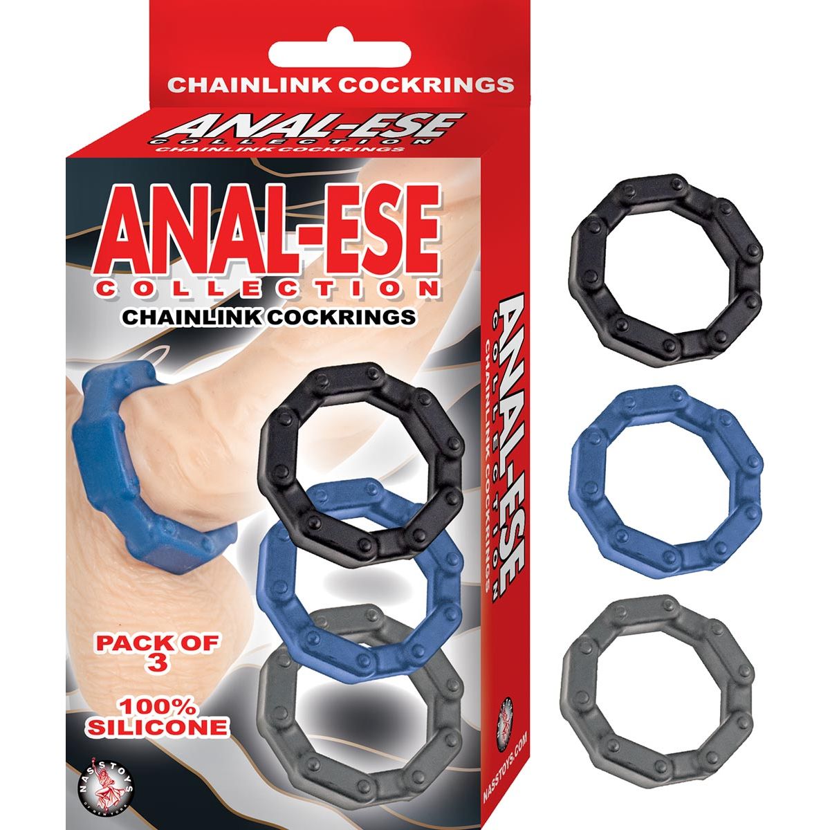 ANAL-ESE CHAINLINK C-RINGS 3pk