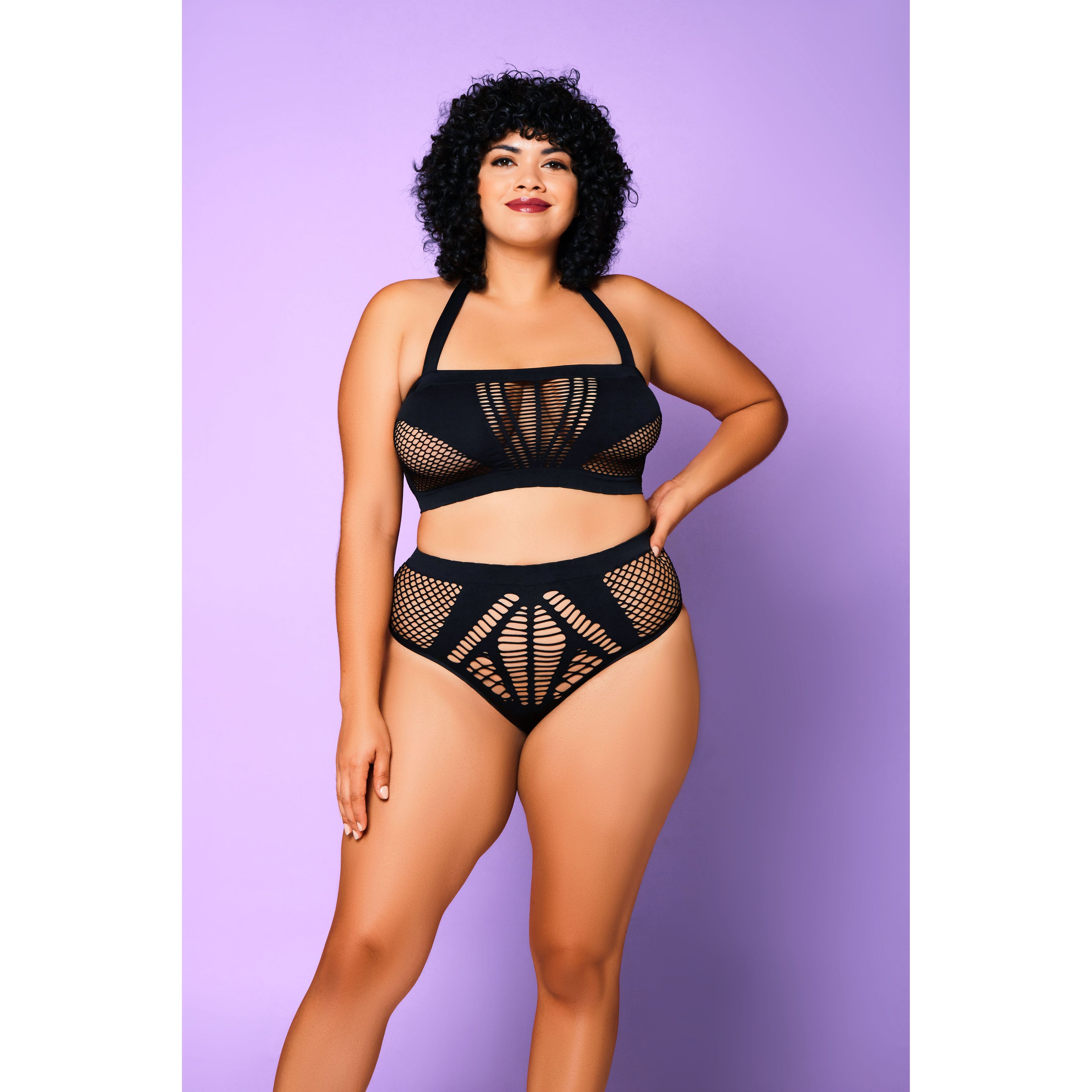 SEAMLSS HLTR BRA SET QN BLK