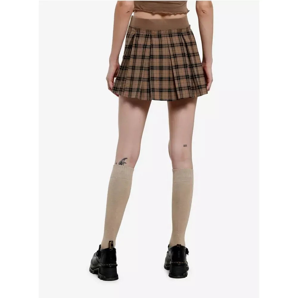 PLEATED SKIRT BRWN PLAID S/M