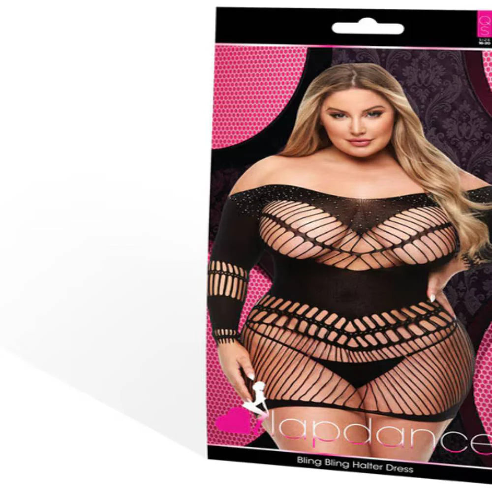 HALTER MINI DRESS BLK OS