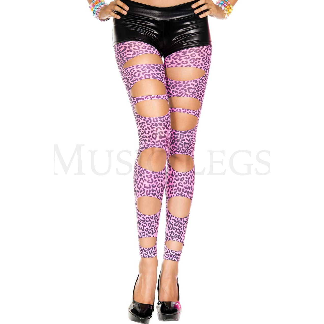CUTOUT LEOPARD LEGGINGS TURQS