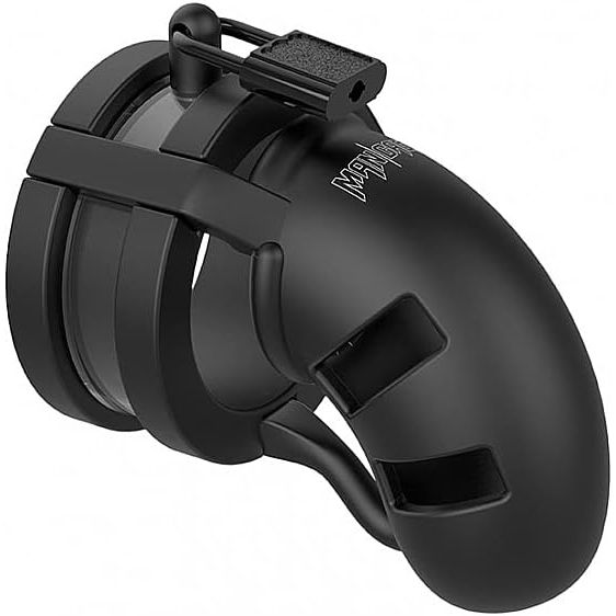 CHASTITY BALLSPLITTER BLK SLCN