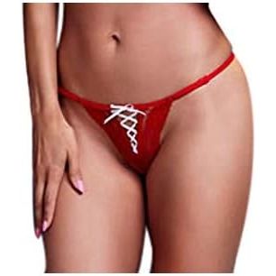 BLK LACE UP PNTY RED RBBN XL
