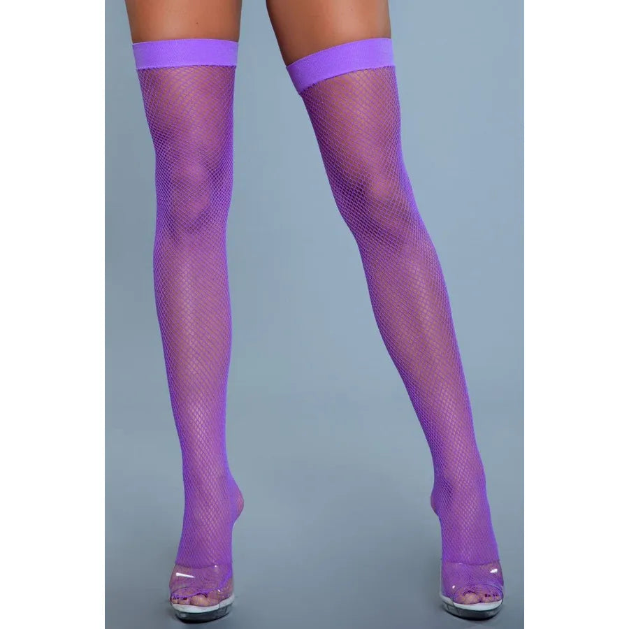 NYLON FISHNET THIGH HIGH PRPL