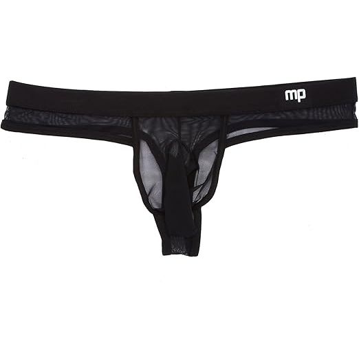 MESH SPNDX BLK LG MEN'S THNG