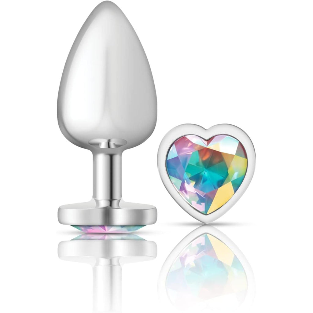 HEART PLUG CLR MED SLVR