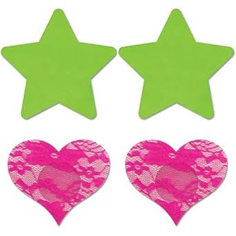 NEON GRN STAR PNK LACE HRT