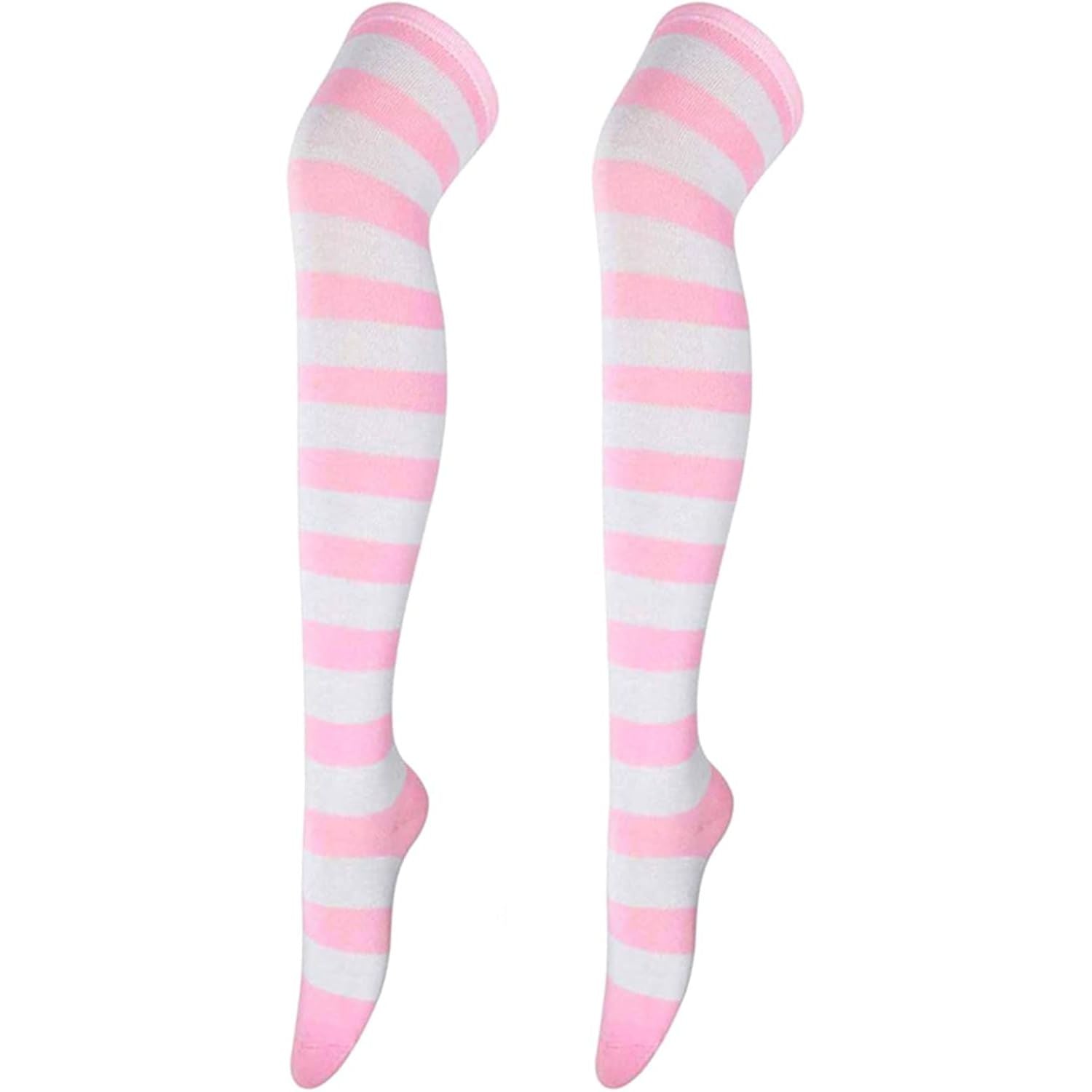SOCKS STRIPED THIGH HIGH WHT BLK
