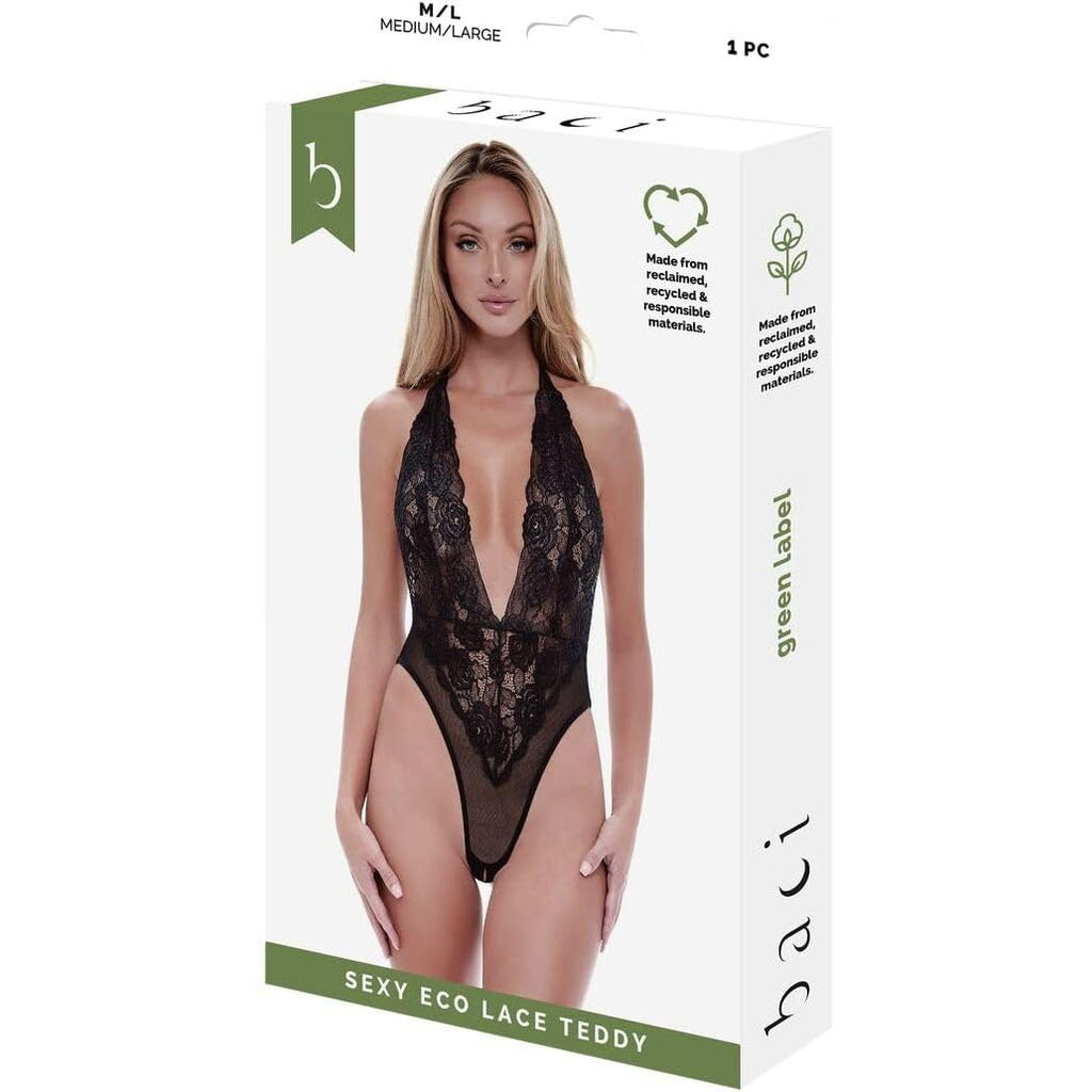 LACE & MESH TEDDY BLACK SM