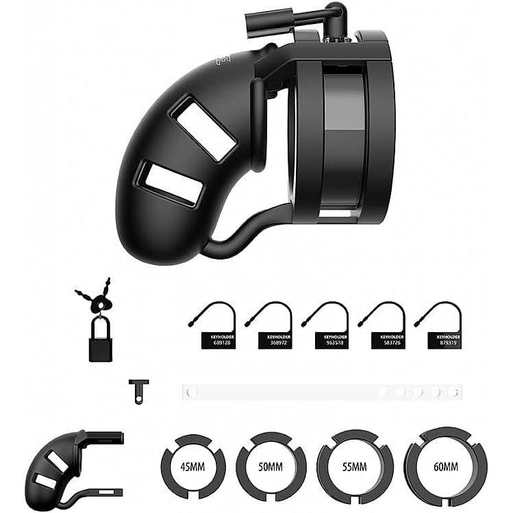 CHASTITY BALLSPLITTER BLK SLCN
