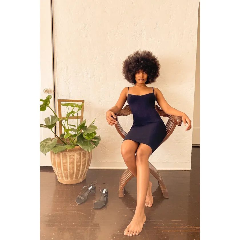SEAMLSS STRAPPY MINI DRESS BLK