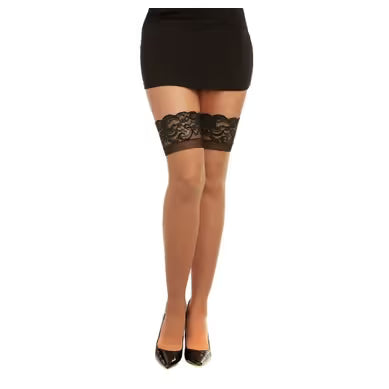 CUBAN HEEL LACE TOP THIGH HIGH