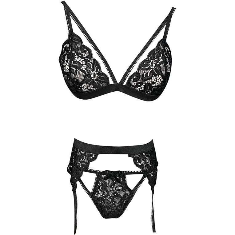 SHEER LCE GRTR DRSS 3pc BLK