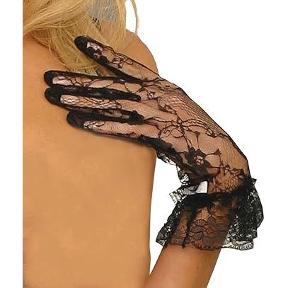 WRIST LENGTJH LACE GLOVES BLK