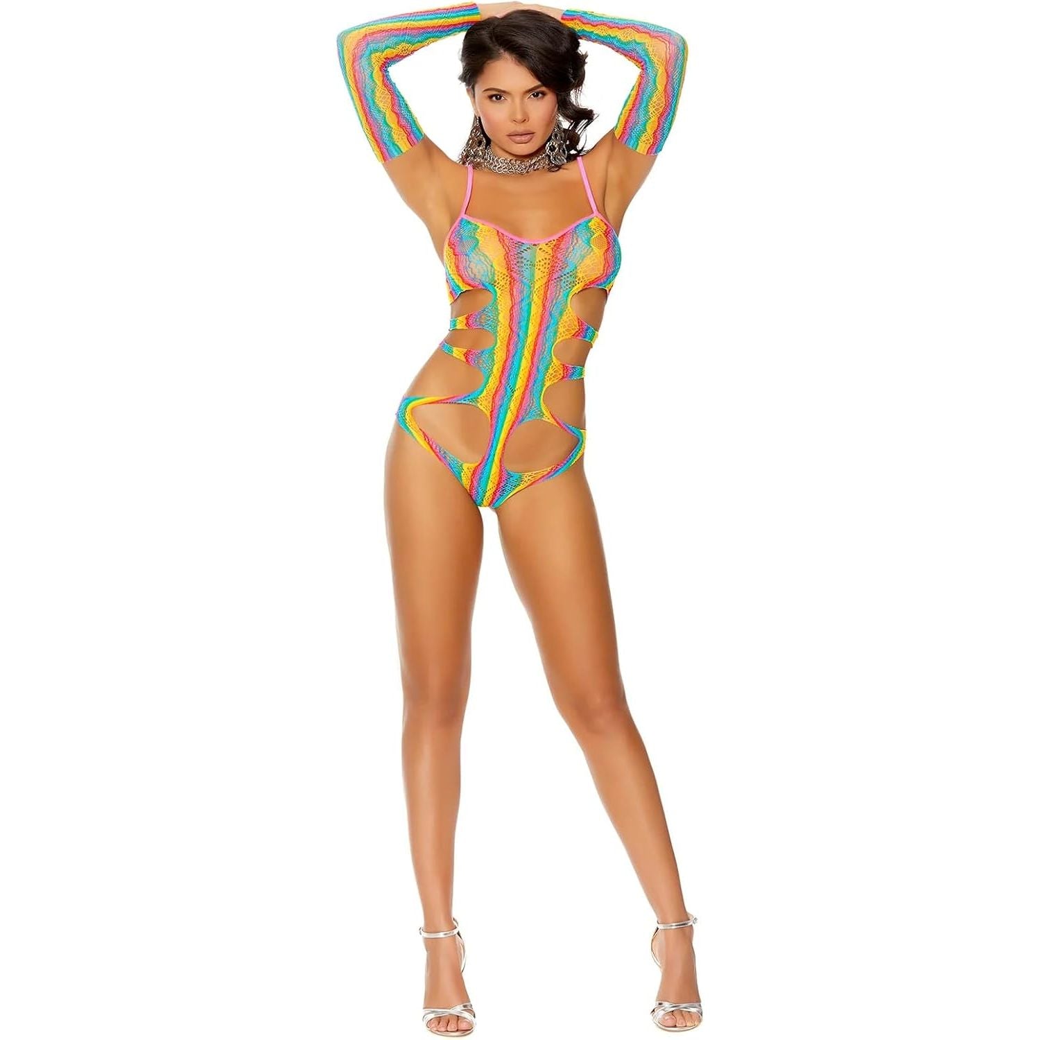 121010 0- CROCHET TDDY W/GLOVES RNBW