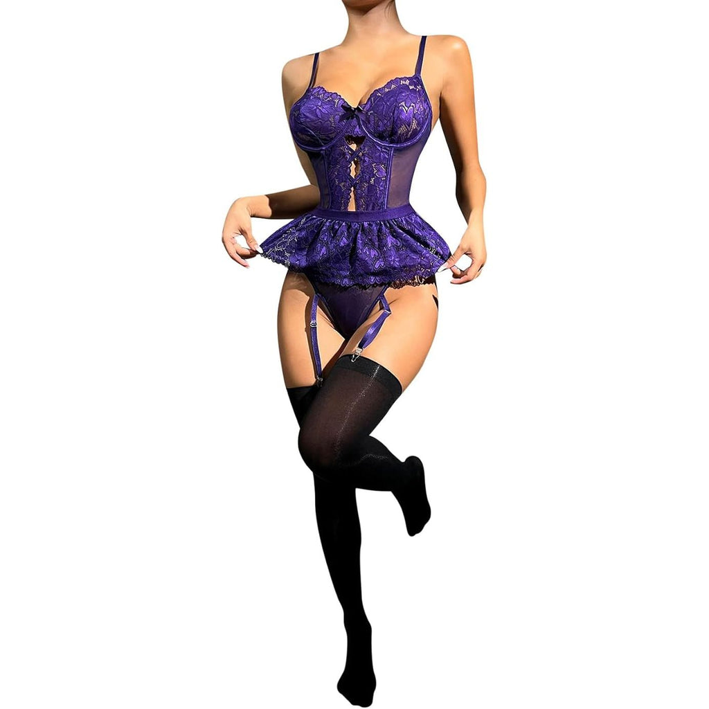 2p LACE STRPY BRALET ST PUR OS