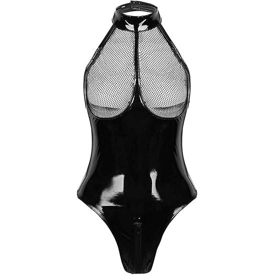 HALTER TOP WETLOOK TEDDY OS