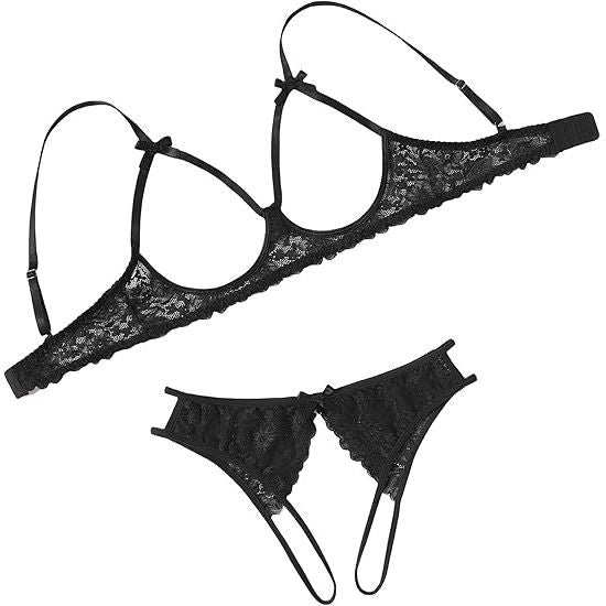 STRETCH LACE TEDDY BLACK