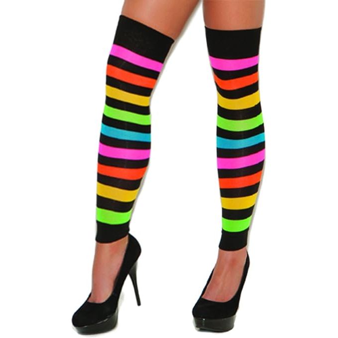 NEON STRIPED LEG WARMERS