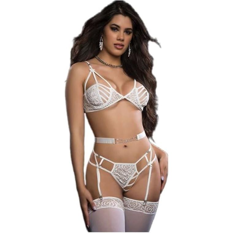 CAGED WIRED BRA/GRTR WHT