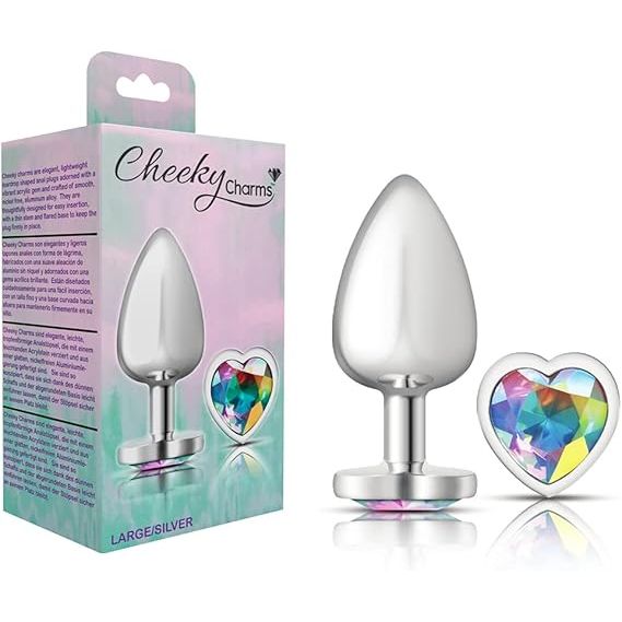 HEART PLUG CLR MED SLVR