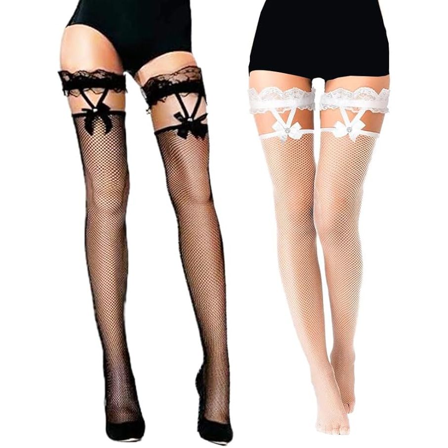 4091347 WHT LACE TOP BLK FISHNET