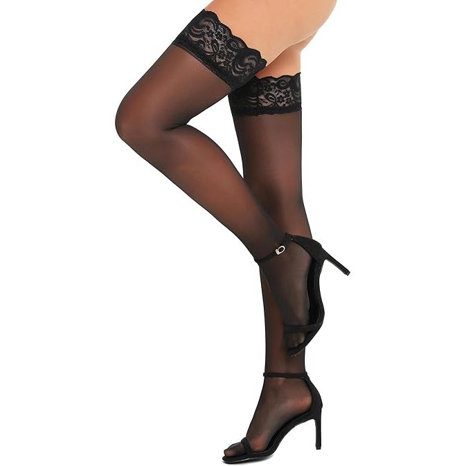 THIGH HIGH LACE TOP BLACK