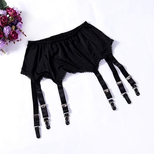SATIN MESH GARTER BLK MD