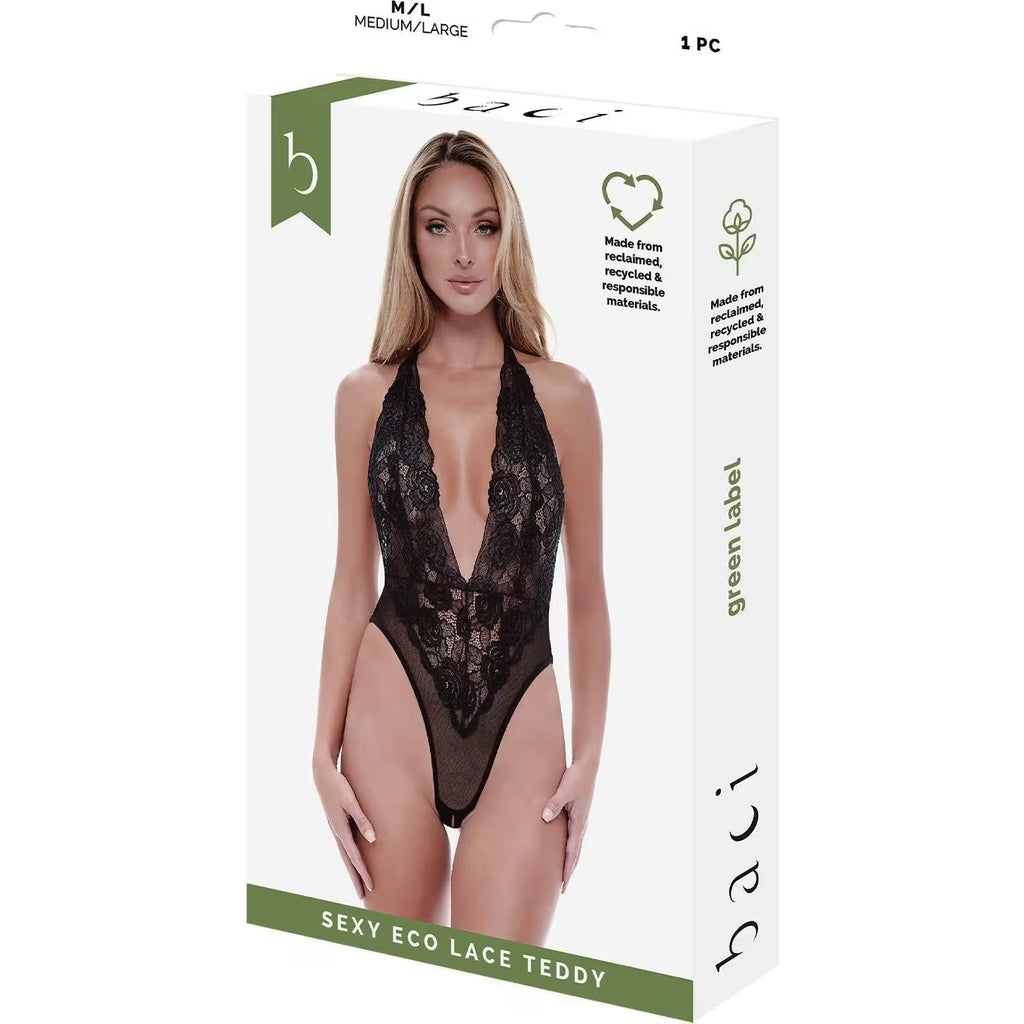 LACE & MESH TEDDY BLACK ML