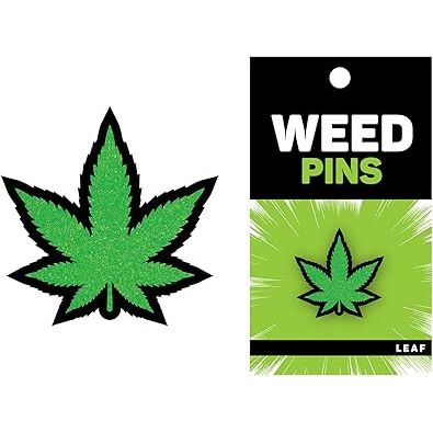 WEED PINS GREEN GLTTR POT LEAF