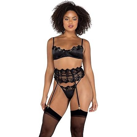 SHIMMER CAGE BRA SET BLK M/L