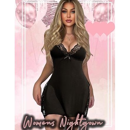 SLVELSS HOSIERY CHMISE QN BLK