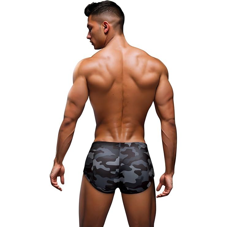 CAMO TRUNKS W DOG TAGS BLK SM