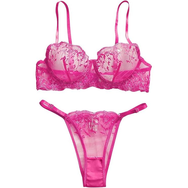 TRI CUP STRPY BRA W/ PNTY PNK OS