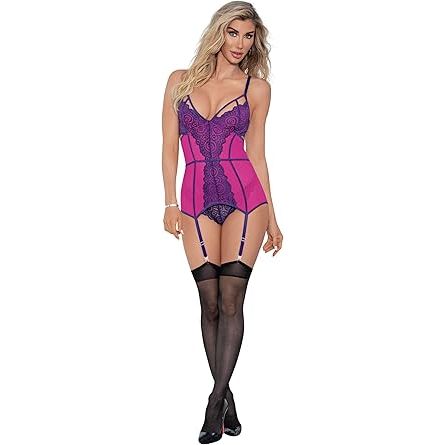 HOT PINK BUSTIER W/HOSE