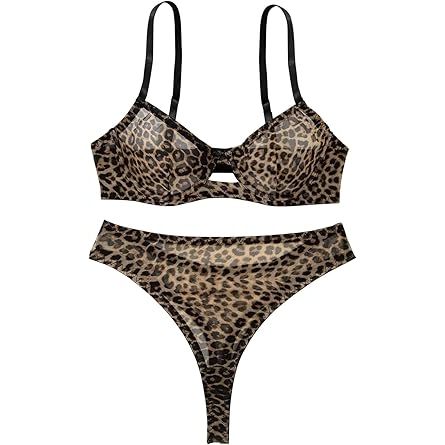 LEOPARD/BLK BRA/PANTY SET