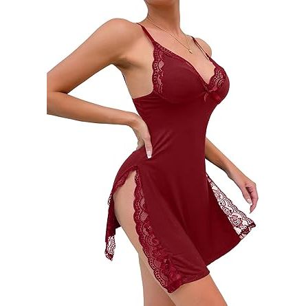 KNIT CHEMISE QN BLK SIDE FLRAL