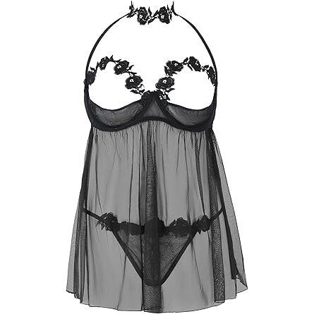 BABYDOLL MESH BLK QN