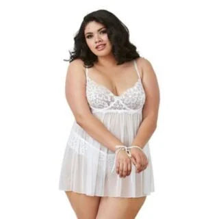 BABYDOLL & GSTRNG DMD WHT Q