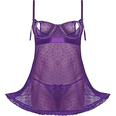 BABYDOLL SET W/G PRPL L/XL