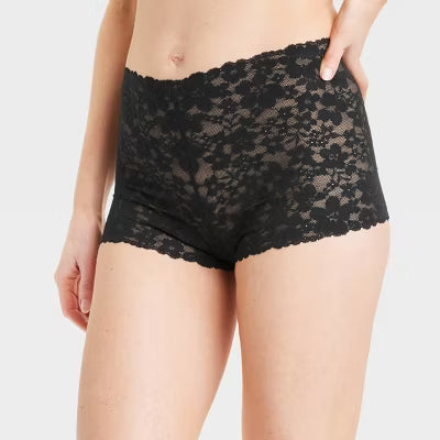 ALLOVER LACE BLK SM BOYSHORT