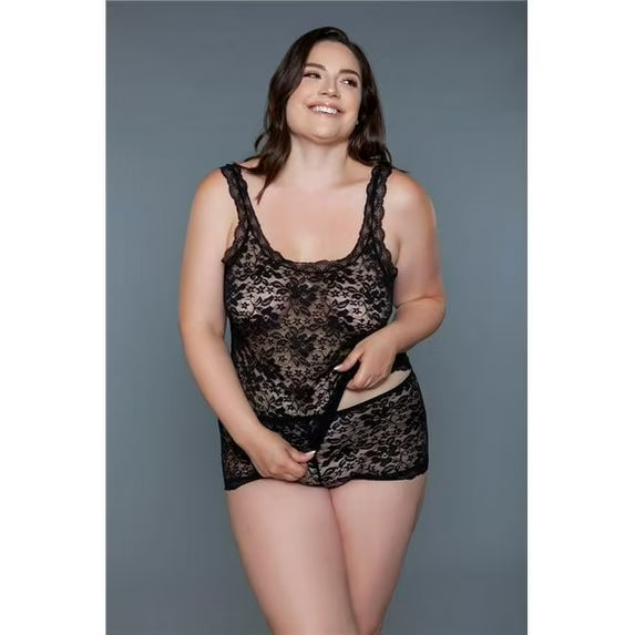MELINA 2PC FLORAL SET BLK S