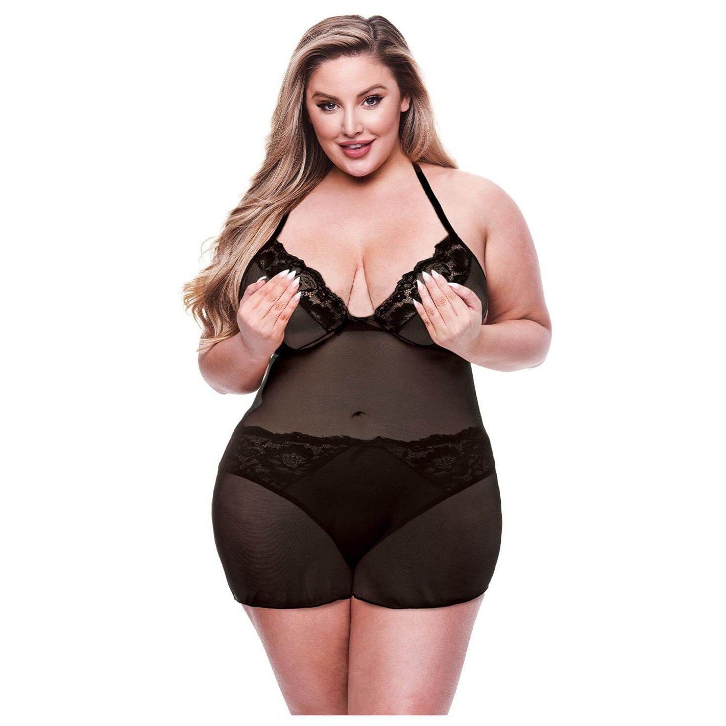 BBYDLL/G-STRNG SET NUDE 2XL