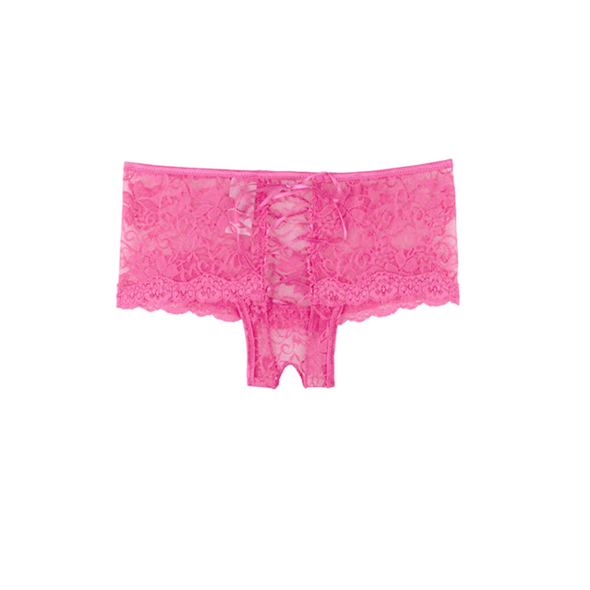 LACE PNTY W/OPEN CRTCH S/M PNK